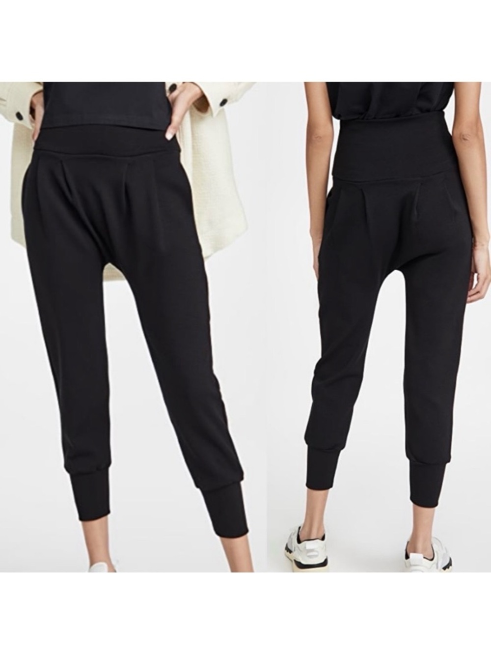Port De Bras Jazmin Cropped Pull On Pants Joggers: Black